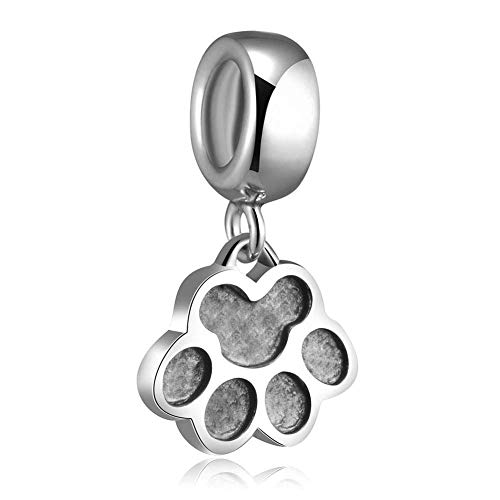 LAMOONY Dog Paw Charm 925 Sterling Silver Pet Pendant Animal Bead for Pandora Charms Bracelet Gift for Anniversary Birthday Christmas Day - Image 1