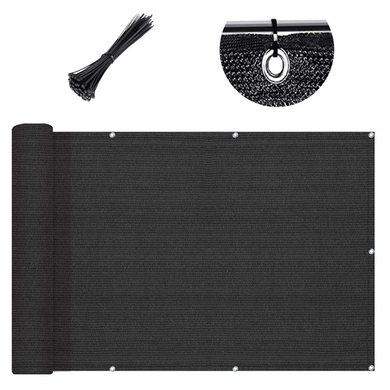 SUNLAX 3'x10' Black Balcony Privacy Screen Fence Windscreen Cover Fabric Shade Netting Mesh Cloth with Grommets UV Protection for Patio, Backyard, Porch, Railing Shield 90% (We Make Custom Sizes) - Image 1