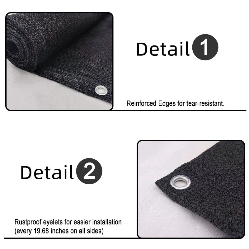 SUNLAX 3'x10' Black Balcony Privacy Screen Fence Windscreen Cover Fabric Shade Netting Mesh Cloth with Grommets UV Protection for Patio, Backyard, Porch, Railing Shield 90% (We Make Custom Sizes) - Image 4
