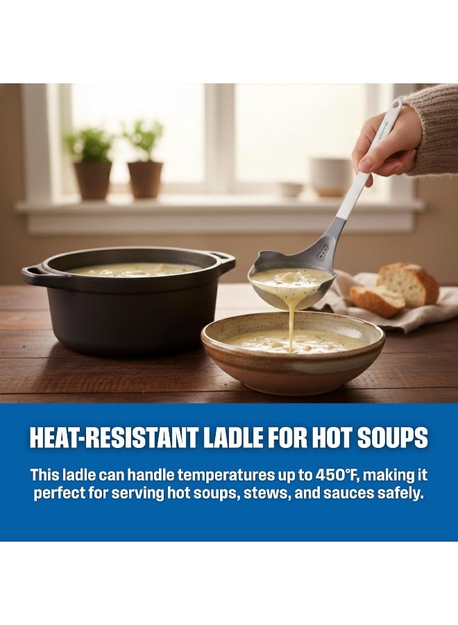 Westinghouse USA Silicone/PBT Soup Ladle | Heat-Resistant Kitchen Ladle for Hot Soups, Stews & Sauces | Non-Slip Handle | Safe for Non-Stick Cookware | Easy-to-Clean Durable Kitchen Tool - Image 3