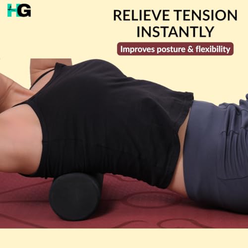 HOMEGALLEY Foam Roller for Exercise and Deep Tissue Massage Roller, Gym Exercise Roller, Workout Foam Roller for Knee Exercise and Pain Relief, Myofascial Release Roller for Back pain - 30 Cm Black - Image 2