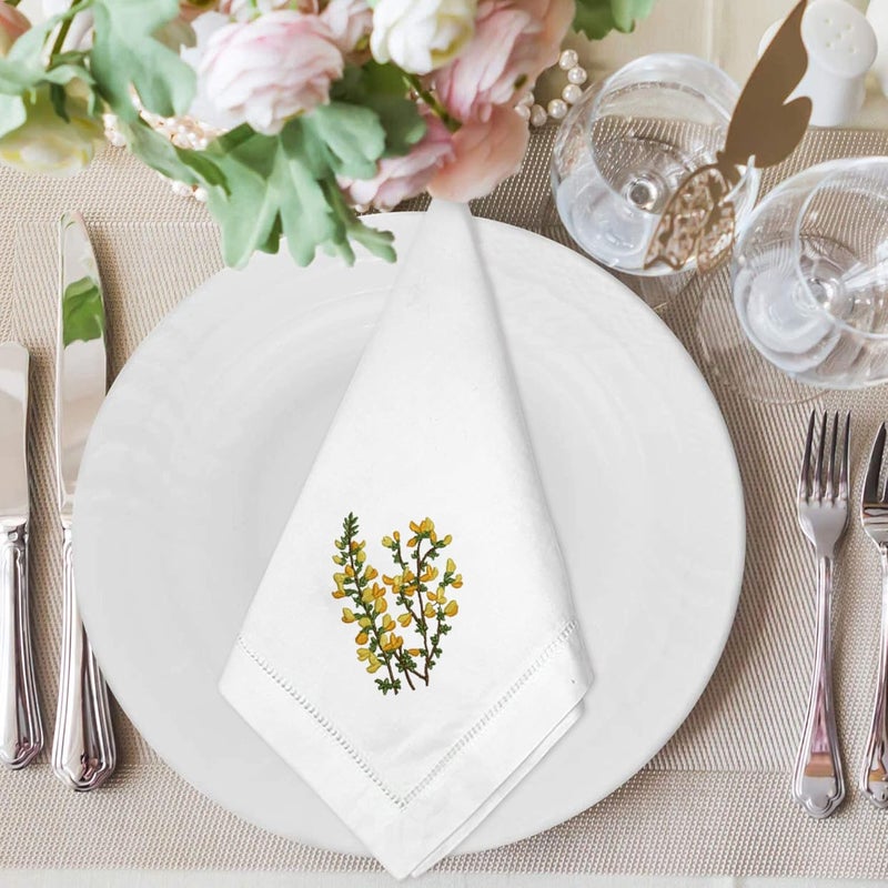 HCRAFT Embroidered Cotton Table Napkin, Cloth Napkins Set of 4 18"x18" Mixed Color Hyacinth Bulbs Napkin Square Fabric, Dining Room, Napkins Cloth Machine Washable, Cotton Cloth Napkins, Great Present - Image 5