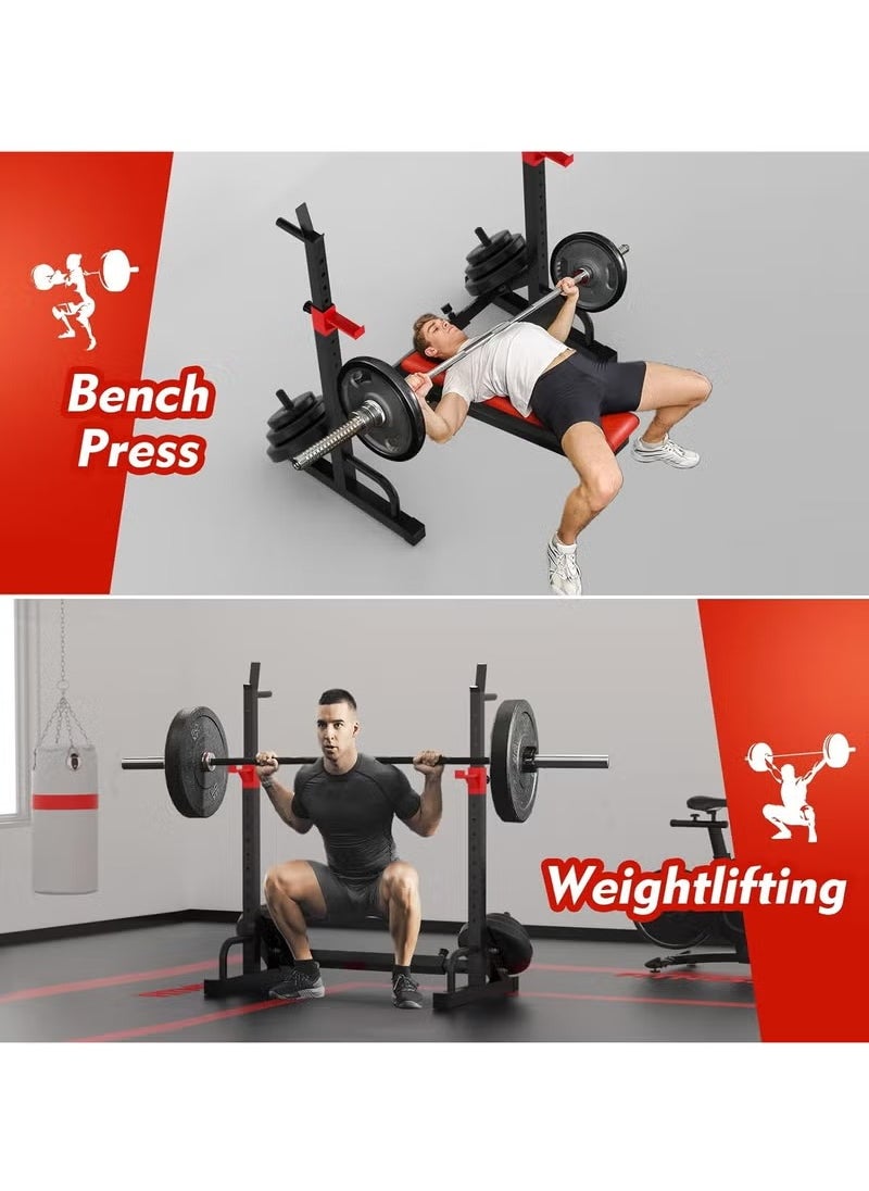 XiuWoo Squat Rack Barbell Rack Bench Press 600 LBS Max Load Adjustable Squat Rack Stand Multi-Function Weight Lifting Home Gym, Great for Beginners and Professional Use  - Image 4