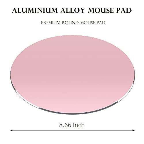 ProElife Metal Mouse Pad Mat 8.66-inch Mousepad with Non-Slip Base (Round, Rose Gold) - Image 4