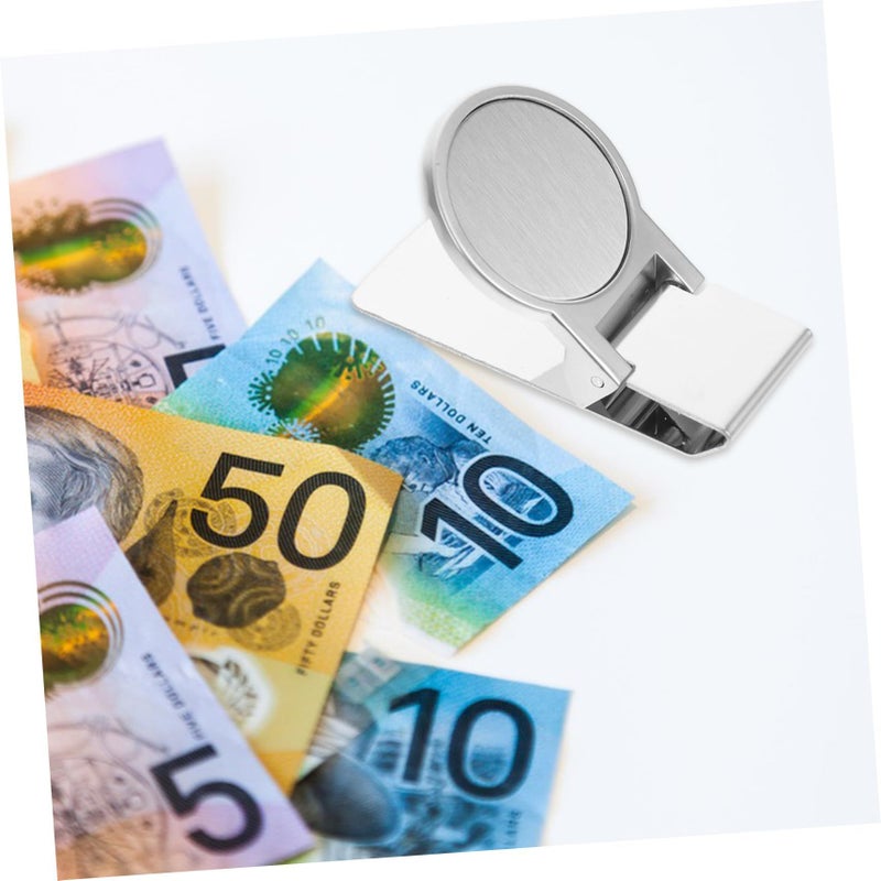 Silver Round Metal Money Clip For Wallets 6x3.2x1cm Portable Note Clamps Small Men Fixing Clip - Image 4