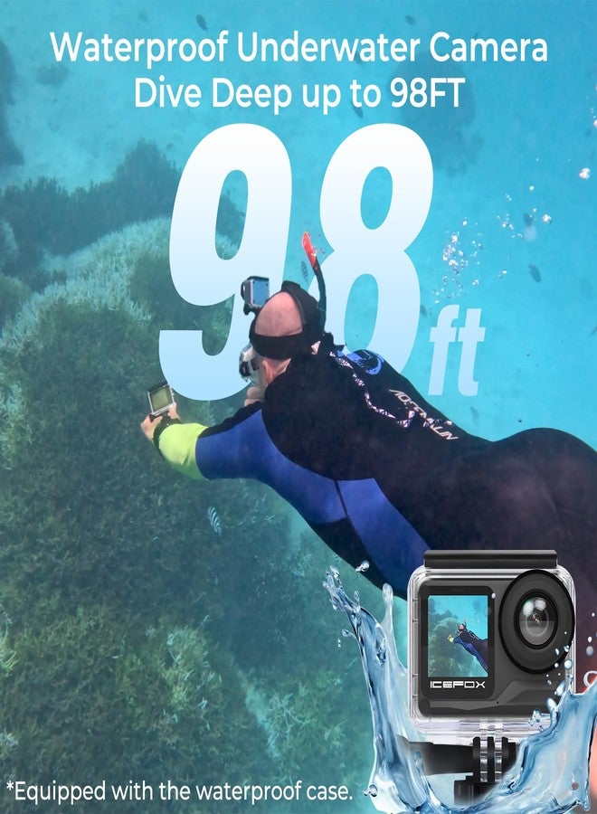 icefox i7 Action Camera 4K 60FPS 30MP with 2X 2150mAh Batteries, Underwater Camera with 5X Zoom, Waterproof, EIS, Powered by Snappro App, WiFi Remote Control, Support Video&Photo Editing - Image 4