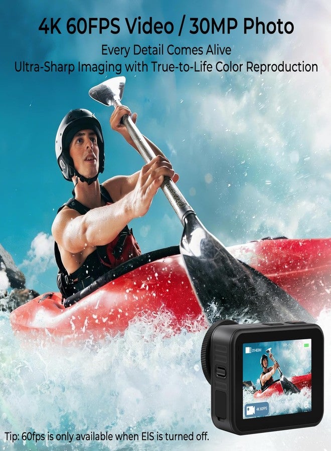 icefox i7 Action Camera 4K 60FPS 30MP with 2X 2150mAh Batteries, Underwater Camera with 5X Zoom, Waterproof, EIS, Powered by Snappro App, WiFi Remote Control, Support Video&Photo Editing - Image 2