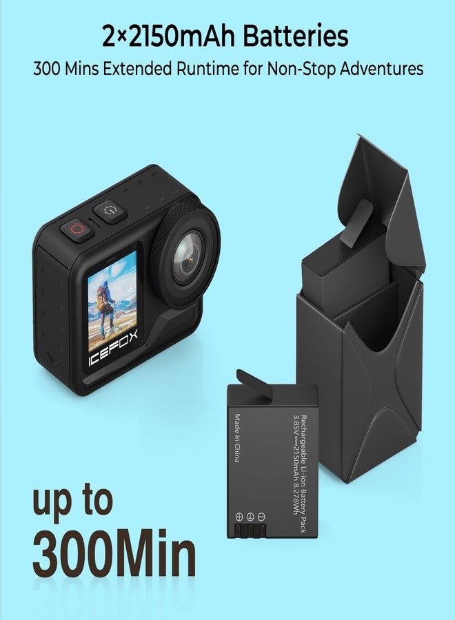 icefox i7 Action Camera 4K 60FPS 30MP with 2X 2150mAh Batteries, Underwater Camera with 5X Zoom, Waterproof, EIS, Powered by Snappro App, WiFi Remote Control, Support Video&Photo Editing - Image 3