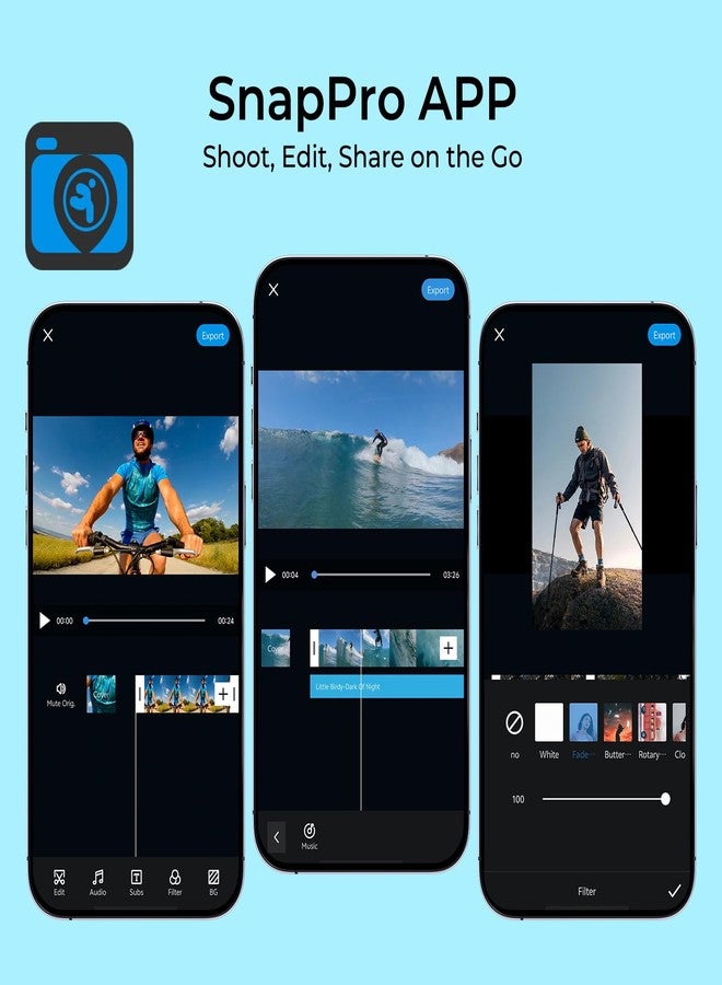 icefox i7 Action Camera 4K 60FPS 30MP with 2X 2150mAh Batteries, Underwater Camera with 5X Zoom, Waterproof, EIS, Powered by Snappro App, WiFi Remote Control, Support Video&Photo Editing - Image 5