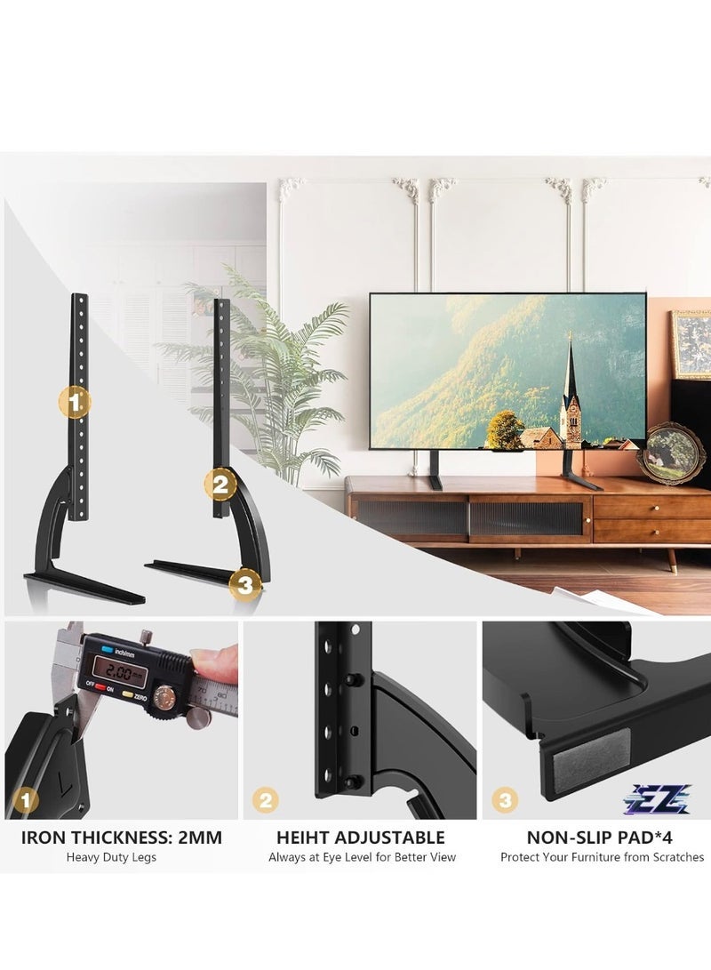 Gulf Trend قاعدة تلفزيون عالمية مع أرجل تلفزيون قابلة لتعديل الارتفاع تناسب معظم تلفزيونات LCD LED المسطحة من 32 إلى 55 بوصة، أرجل تلفزيون على الطاولة مع قاعدة بيدستال، أقصى VESA حتى 800x400 مم - Image 2