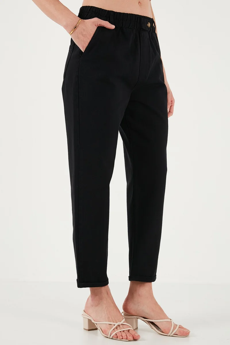 Lela Cotton Standard Fit High Waist Straight Leg Trousers Women's Trousers 668YP4924