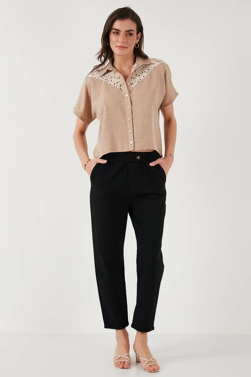 Lela Cotton Standard Fit High Waist Straight Leg Trousers Women's Trousers 668YP4924