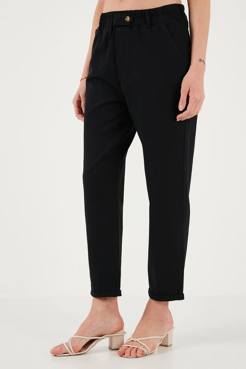 Lela Cotton Standard Fit High Waist Straight Leg Trousers Women's Trousers 668YP4924