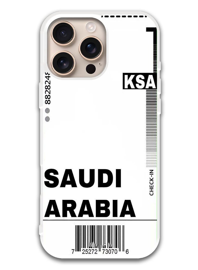 Theodor Protective Case Cover For APPLE IPHONE 16 Pro Saudi boarding pass (White Bumper) - Image 1