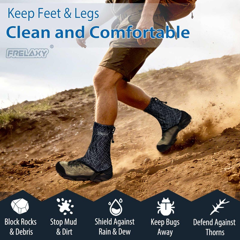 Frelaxy Ultralight Trail Gaiters for Hiking & Running â€“ Breathable, Wear-Resistant Low Shoe Gaiters, Protect Feet from Rocks, Mud, Dust & Debris (Black) - Image 3
