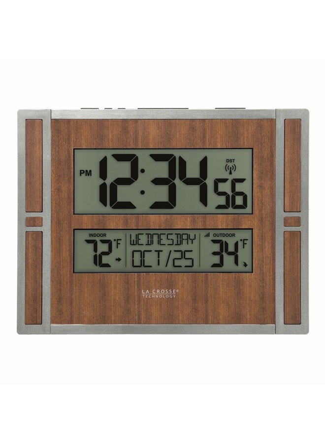 La Crosse Technology BBB86088 Atomic Digital Wall Clock with Indoor & Outdoor Temperature - Image 1