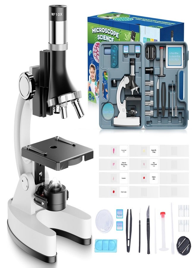 MAXLAPTER 100X-1200X Kids Microscope Kit for Children: Compound Microscope for Kid STEM Biology Discovery - Science Experiments Microscopio Set with Metal Frame, Carrying Box Educational Gift for Child 8-12 - Image 1