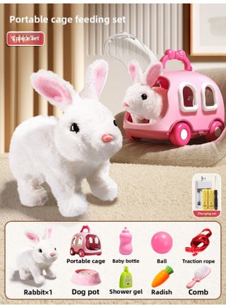Children's Electric Simulation Bunny Plush Toy Girl Pet White Rabbit Doll Girl Birthday Gift-Color:Little White Rabbit Feeding Set [pet Cage] + Charging - pzsku/ZB78A8C2B2B9FBB7D9064Z/45/1745487922/c6ef9516-cd66-4827-a484-4d3f4bceb747