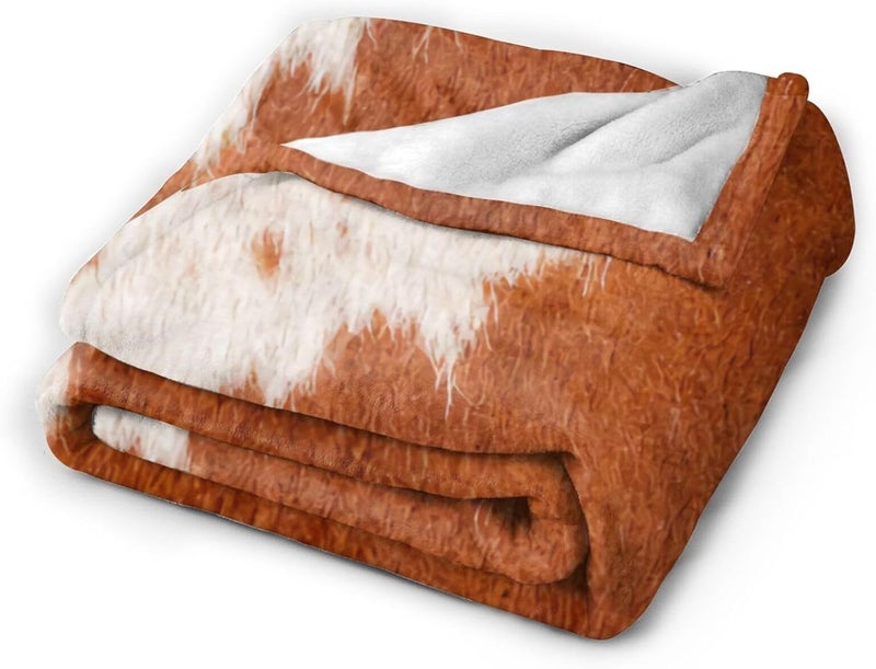 Cowhide Animal Skin Print 3 Flannel 50"X40" Blanket - Soft and Light All Season Comfort Blanket - Travel, Home Décor - Image 2