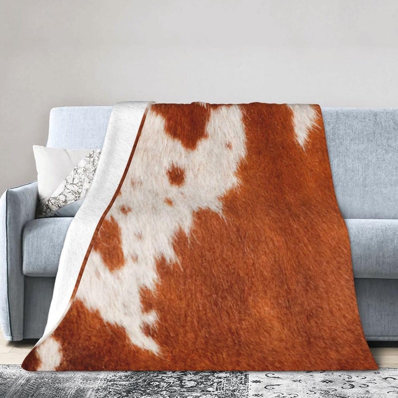 Cowhide Animal Skin Print 3 Flannel 50"X40" Blanket - Soft and Light All Season Comfort Blanket - Travel, Home Décor - Image 1