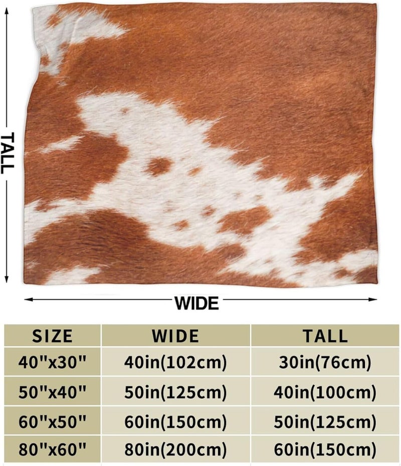 Cowhide Animal Skin Print 3 Flannel 50"X40" Blanket - Soft and Light All Season Comfort Blanket - Travel, Home Décor - Image 3