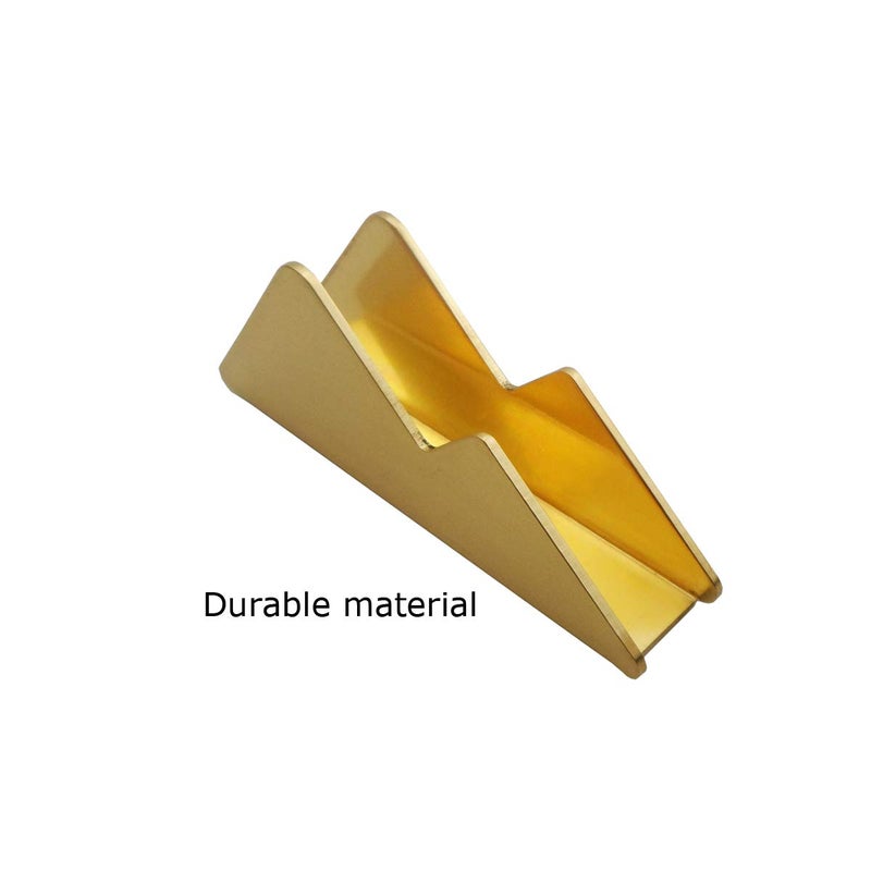 enyuwlcm Metal Business Card Holder for Desk Brass Business Card Stand for Office Tabletop Counter Organizer Gold 2 Pack - Image 3