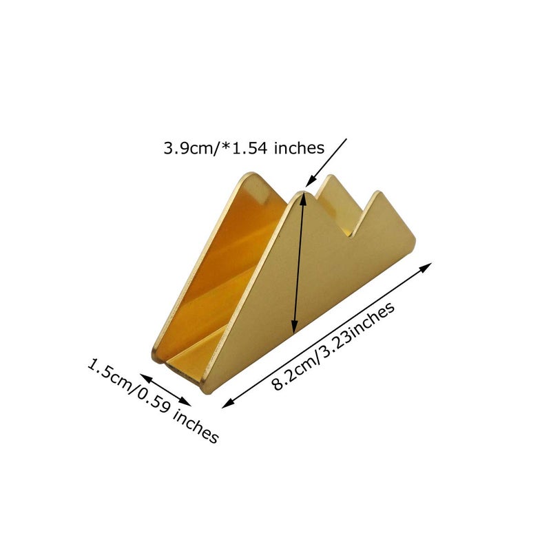 enyuwlcm Metal Business Card Holder for Desk Brass Business Card Stand for Office Tabletop Counter Organizer Gold 2 Pack - Image 2