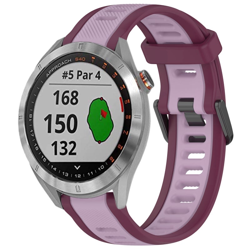 S-TOP For Garmin Approach S40 20mm Two Color Textured Silicone Watch Band(Purple) - Image 1