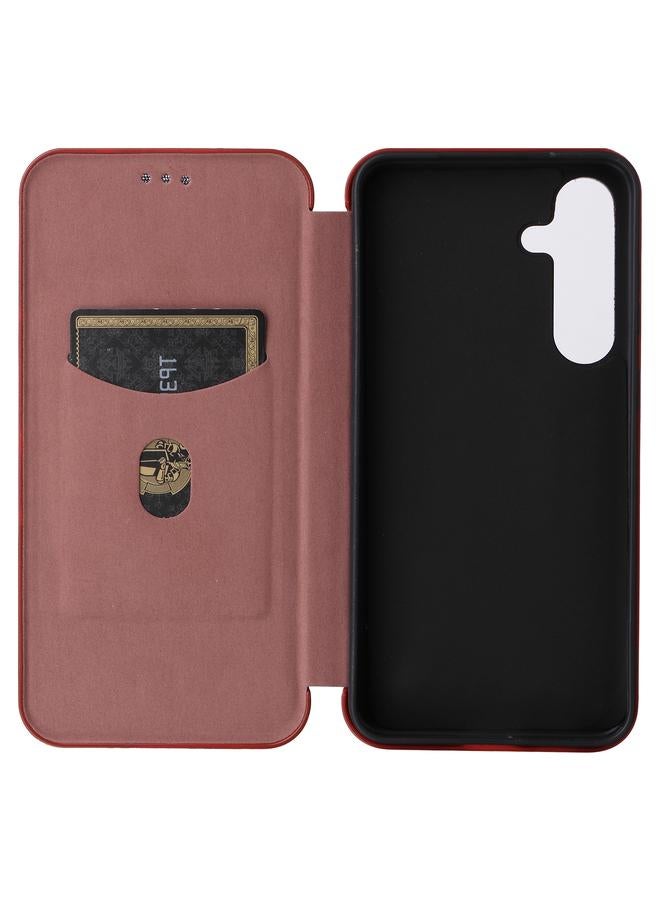 اس-توب جراب لهاتف Samsung Galaxy S24 5G مصنوع من ألياف الكربون وجلد قابل للطي - Image 4