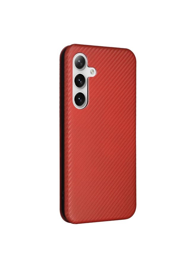 اس-توب جراب لهاتف Samsung Galaxy S24 5G مصنوع من ألياف الكربون وجلد قابل للطي - Image 3