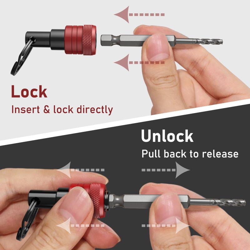 VALKYNOS Enhanced Non-Slip Bit Holder 6pcs, 1/4 Drill Bit Holder, Bit Holder Key Chain, Impact Bit Holders for Impact Driver Drill Bit Extension Screwdriver & Drill Bits, w/Black Carabiner Gadget Gift for Men - Image 4
