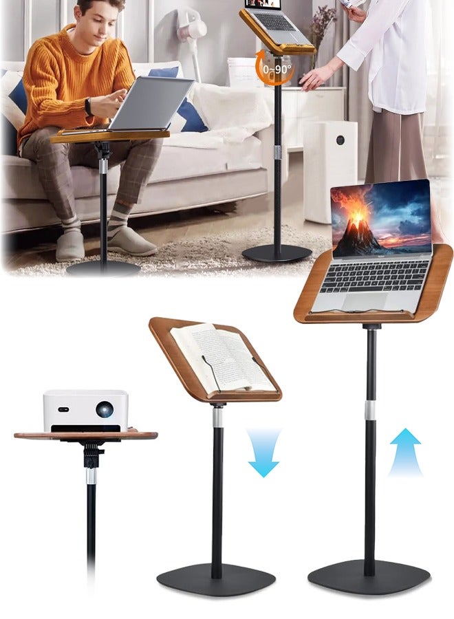 Adjustable Oak Wood Book Stand, 50–130cm Height & 180° Tilt, Ergonomic Reading Holder for Quran, Tablets & Books, Portable Stable Floor Stand for Prayer, Study & Office - Image 1