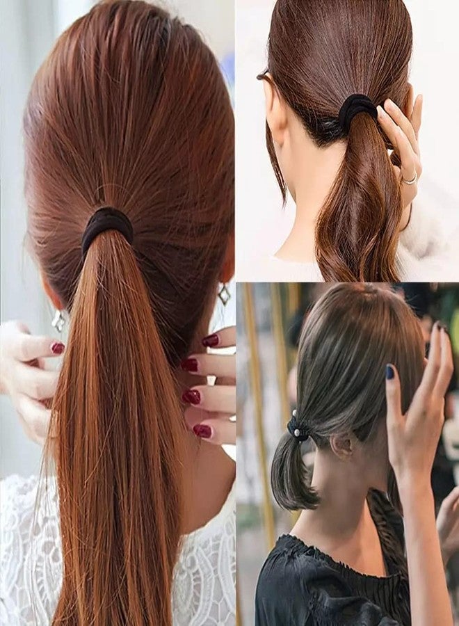 Mluffy Elastic Durable Ponytail Holders Hair Ties Plain Solid Color No Crease Elastic Fabric Large Cotton Rubber Band for Women's (Dark Color) (Pack Of 30) - Image 5