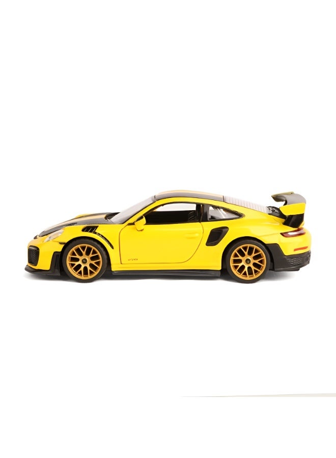 سيارة بورش 911 GT2 RS معدنية مقياس 1:24، مجسم رياضي من سبائك الزنك مع أبواب قابلة للفتح وتصميم داخلي مفصل لهواة الجمع - Image 2