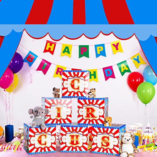 Yexiya Carnival Circus Theme Party Decorations 6 Pcs Large Circus Party Favors Boxes Blocks Birthday Decorations Supplies for Carnival Birthday Halloween Holiday Celebration(8 x 8 Inch) - Image 4