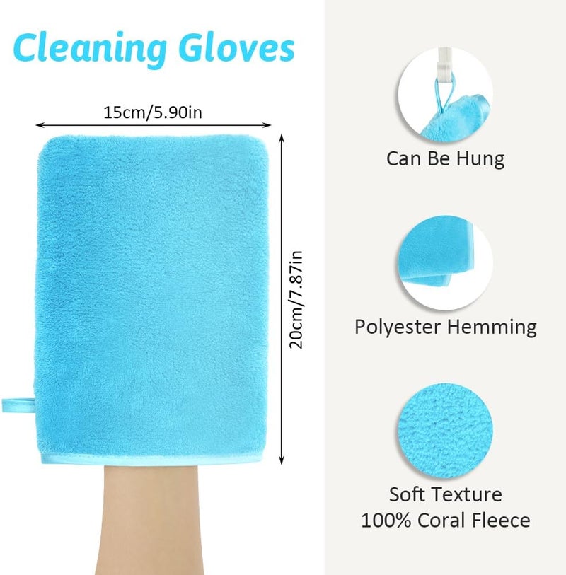 HOTUT 4 Pack Microfiber Body Wash Mitts, 15x20 cm Flannels Soft Shower Face Mitts, Face Cleansing Mitts, Soft Face Mitten, Bath SPA Cloth, Reusable Makeup Remover Mitt Gloves (4 Colors) Odor free color - Image 2