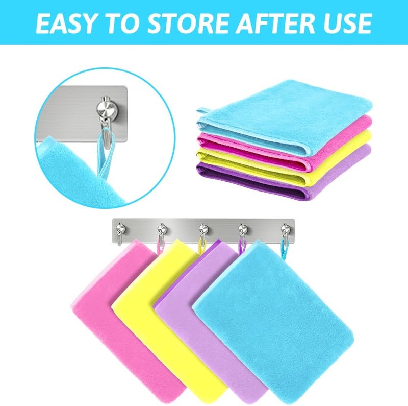 HOTUT 4 Pack Microfiber Body Wash Mitts, 15x20 cm Flannels Soft Shower Face Mitts, Face Cleansing Mitts, Soft Face Mitten, Bath SPA Cloth, Reusable Makeup Remover Mitt Gloves (4 Colors) Odor free color - Image 5