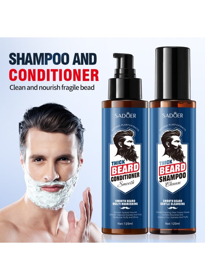 SADOER Beard Grooming Kit with Shampoo, Conditioner, Oil, Spray, & Balm – 5-Piece Set for Cleansing, Moisturizing, Styling Thick Beards – Natural Ingredients, Daily Care, Repair Damage, Enhance Growth - Image 3