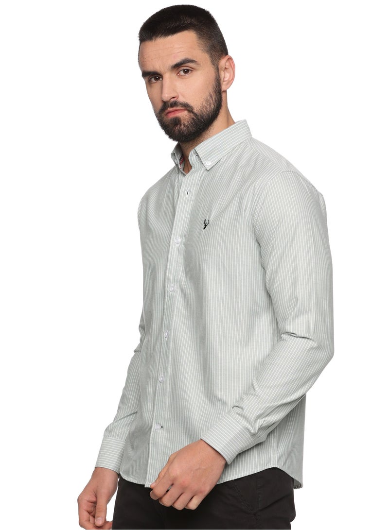 U.S. ELK Men's Button Down Shirt | Casual Slim Fit Shirt | Long Sleeve Oxford Shirts For Men | Smart Fit Cuff - Mix Color4 - Image 2