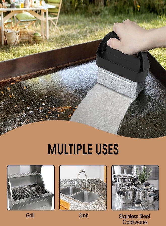 AWEASROY Heavy Duty Grill Cleaner, Grill Cleaning Bricks with Handle, Pumice Griddle Cleaning Stone Removing Stains for BBQ, Swimming Pool, Sink(4 Pack) - Image 3