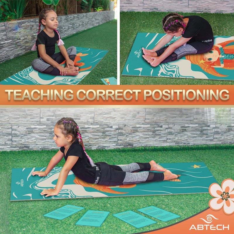 ABTECH Kids Yoga Mat Set - Comfortable Dinosaur Kid Yoga Mat Boy with 12 Yoga Cards, Storage Bag, Beige Play Mat Thick for Gymnastics Mat, Exercise Mat, No-Toxic and Non-Slip for Ages 3-12 - Image 5