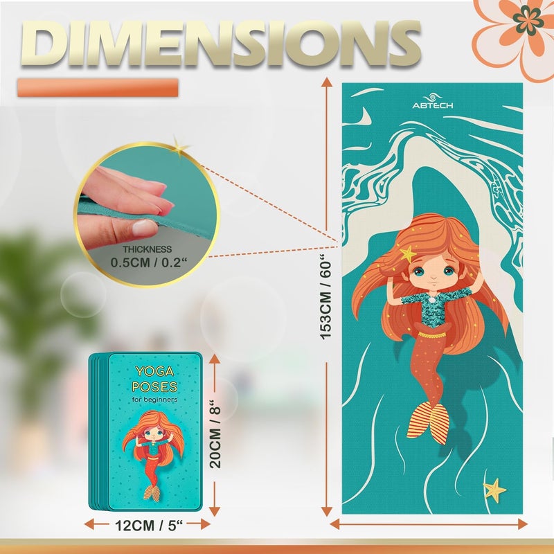 ABTECH Kids Yoga Mat Set - Comfortable Dinosaur Kid Yoga Mat Boy with 12 Yoga Cards, Storage Bag, Beige Play Mat Thick for Gymnastics Mat, Exercise Mat, No-Toxic and Non-Slip for Ages 3-12 - Image 4