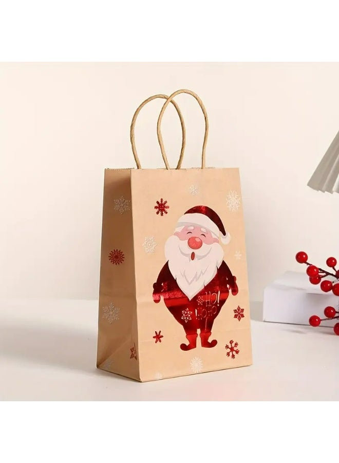 Kandid 6pcs Christmas Gift Bags, Kraft Paper with Holiday Designs (Red Metallic) - Image 4