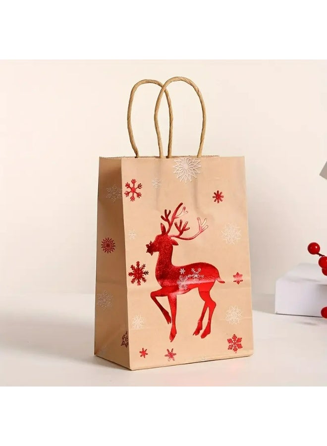 Kandid 6pcs Christmas Gift Bags, Kraft Paper with Holiday Designs (Red Metallic) - Image 2