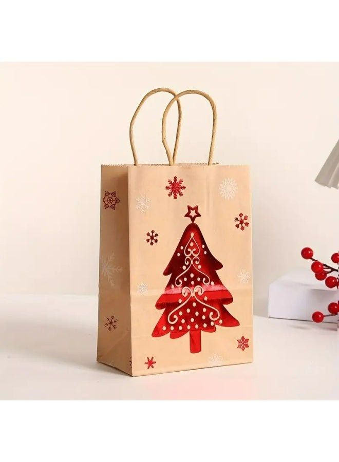 Kandid 6pcs Christmas Gift Bags, Kraft Paper with Holiday Designs (Red Metallic) - Image 5
