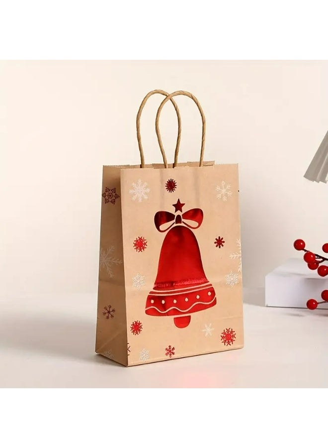 Kandid 6pcs Christmas Gift Bags, Kraft Paper with Holiday Designs (Red Metallic) - Image 3