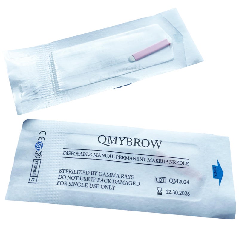 QMYBROW Brow Microblading Blades Fine Microblades 20Pack (Pink, 18U-0.15mm) - Image 3