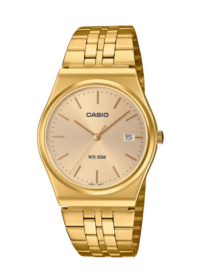 CASIO Men Retro Analogue Quartz Watch with Stainless Steel Strap MTP-B145G-9AVEF - Image 1