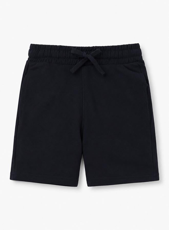 victor and jane Kids Black Cotton Knitted Drawstring Shorts - Image 4