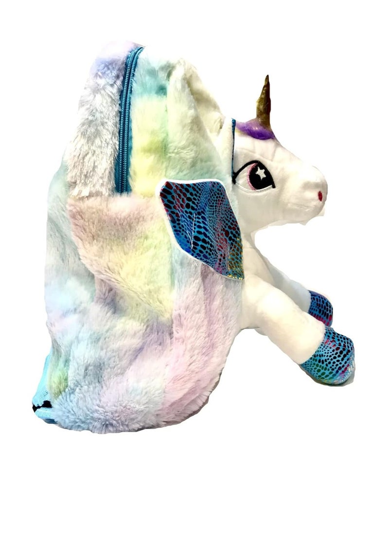 Generic - Trends Today Fashion Unicorn Bags for Girls Kids Plush Soft School Backpack - Rainbow Colour Children Beach Picnic Lightweight Big Favor (Sky Colour) - Image 1